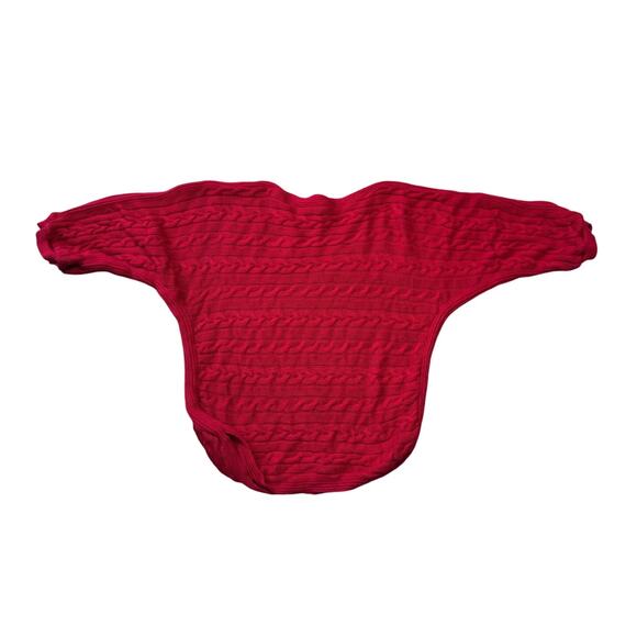LAUREN, Ralph Lauren Sweater, Size Large, Red Cable Knit poncho sweater; baggy - Picture 1 of 8